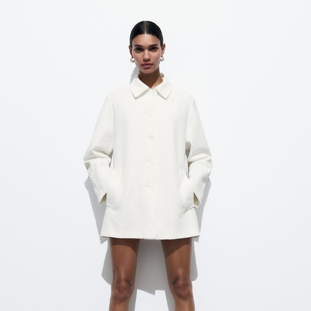 Zara Women TEXTURED COAT Size M NEW WITH TAG! - Picture 1 of 9